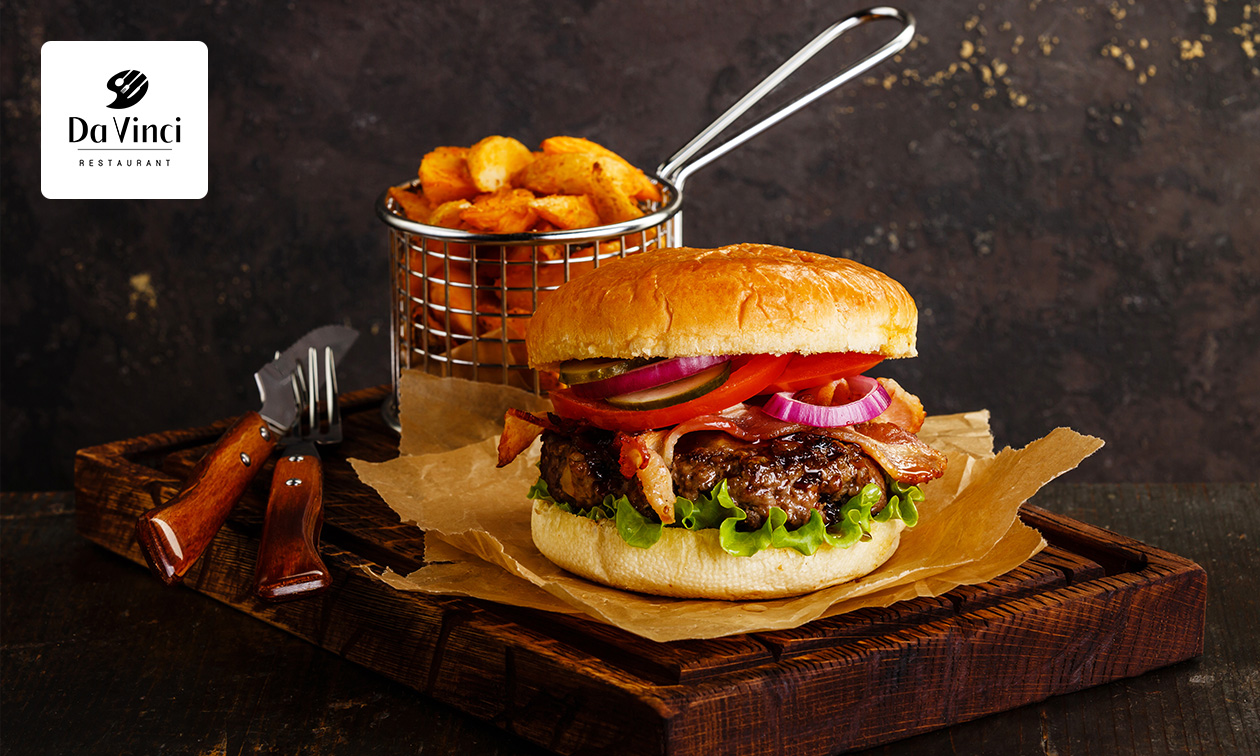 Burger + friet bij Da Vinci