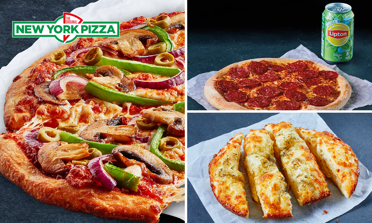 New York Pizza + evt. lavacake, garlic bread en/of frisdrank voor afhaal