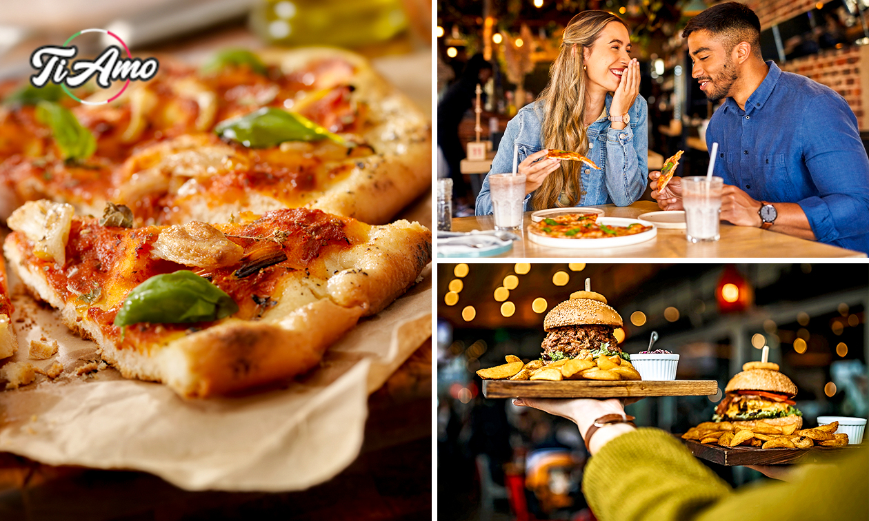 Pizza, pasta, kipburger, wrap of schotel naar keuze voor dine-in of afhaal